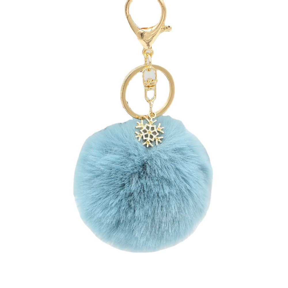 Wholesale Christmas Snowflake Plush Ball Keychain
